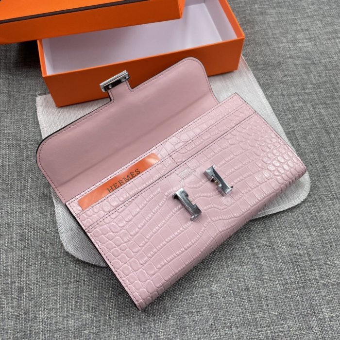 Hermes Womens Mens Wallets Purse Constance Clutch Leather Design Coin Bag with Original Box