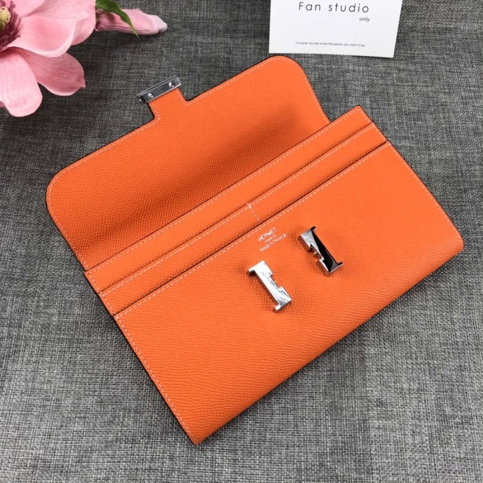 Hermes Womens Mens Wallets Purse Card Holder Leather Long Design Coin Bag with Original Box