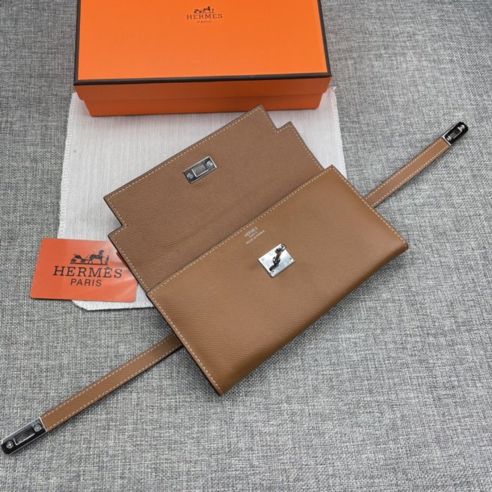 Hermes Womens Mens Wallets Purse Kelly Bag Clutch Leather Design Coin Bag with Original Box