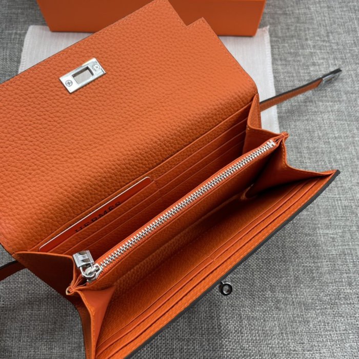 Hermes Womens Mens Wallets Purse Kelly Bag Clutch Leather Design Coin Bag with Original Box