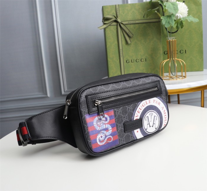 Gucci Mens Bags Crossbody Belts Bags Luxury Brand GG Supreme Canvas Bags for Men with Original Box