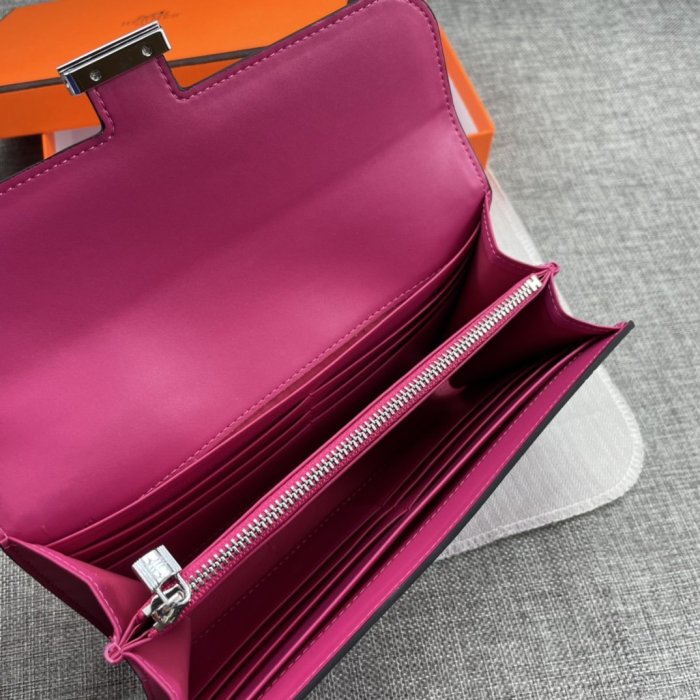 Hermes Womens Mens Wallets Purse Constance Clutch Leather Design Coin Bag with Original Box