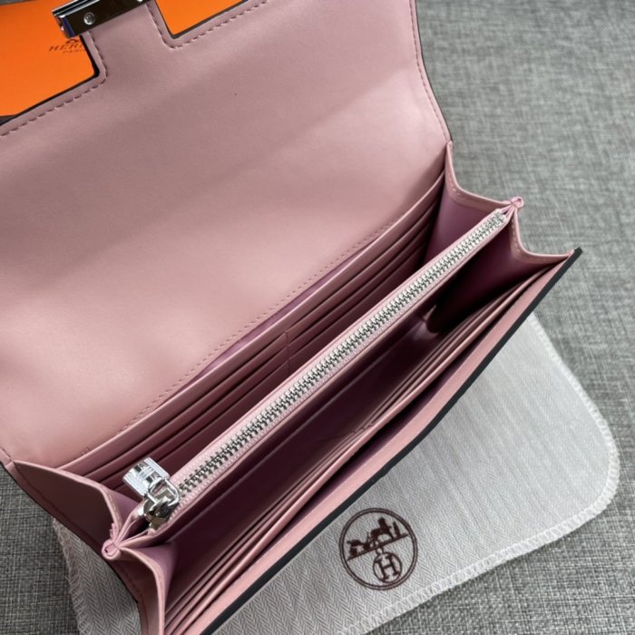 Hermes Womens Mens Wallets Purse Constance Clutch Leather Design Coin Bag with Original Box