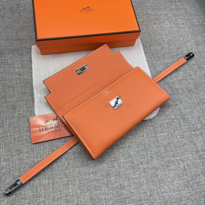 Hermes Womens Mens Wallets Purse Kelly Bag Clutch Leather Design Coin Bag with Original Box