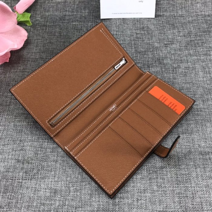 Hermes Womens Mens Wallets Purse Bearn Clutch Leather Design Coin Bag with Original Box