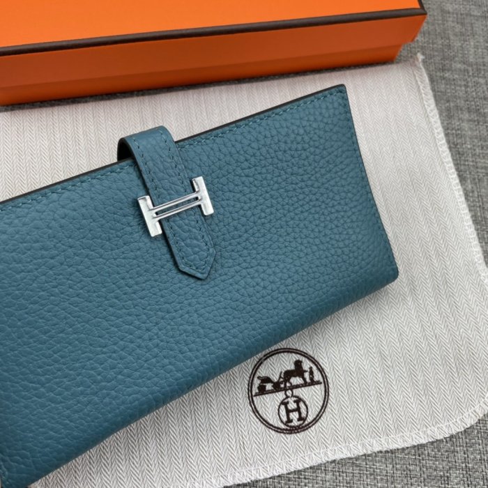 Hermes Womens Mens Wallets Purse Long Clutch Leather Design Coin Bag with Original Box