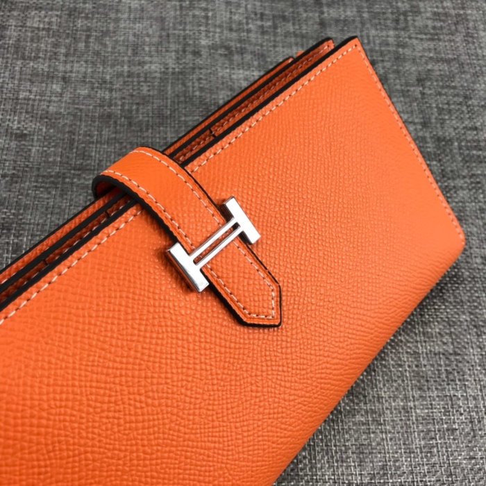 Hermes Womens Mens Wallets Purse Bearn Clutch Leather Design Coin Bag with Original Box