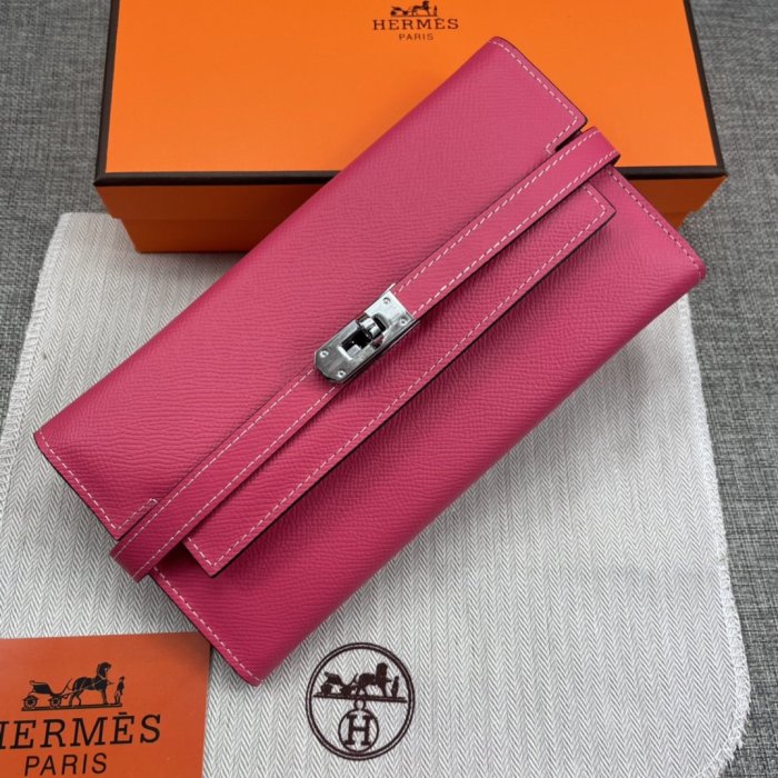 Hermes Womens Mens Wallets Purse Kelly Bag Clutch Leather Design Coin Bag with Original Box