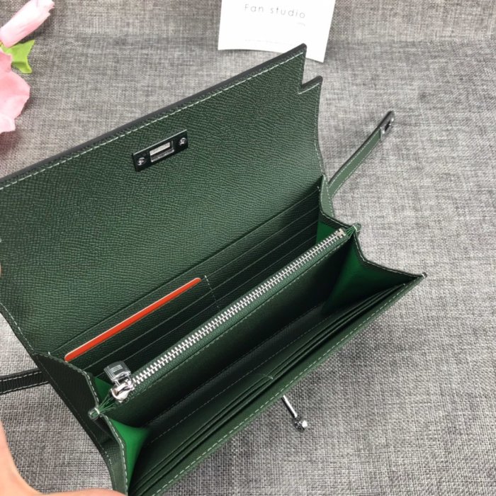 Hermes Womens Mens Wallets Purse Kelly Bag Clutch Leather Design Coin Bag with Original Box
