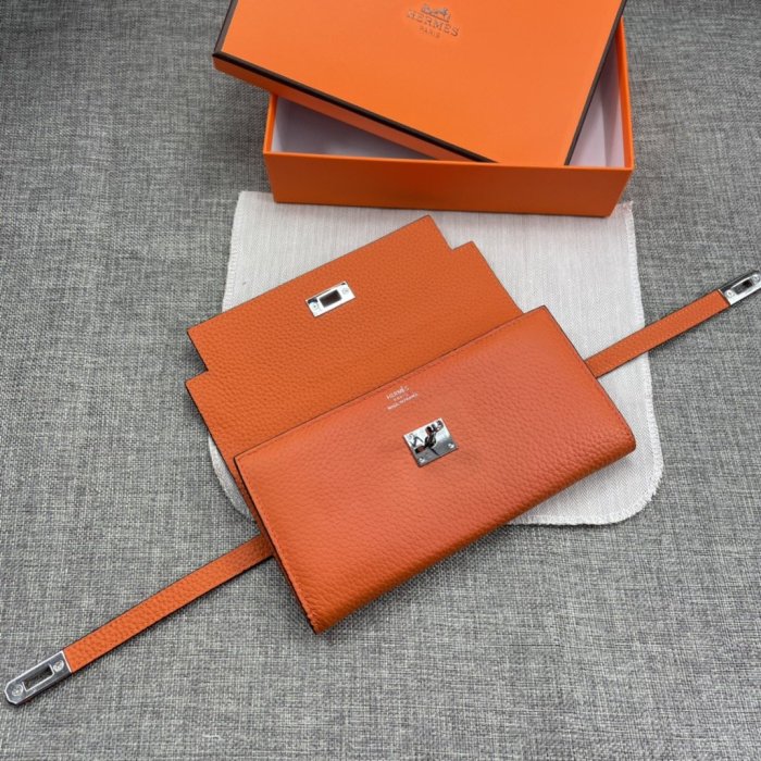 Hermes Womens Mens Wallets Purse Kelly Bag Clutch Leather Design Coin Bag with Original Box