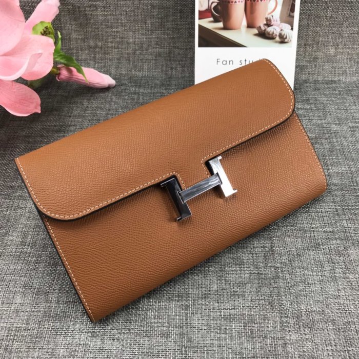 Hermes Womens Mens Wallets Purse Card Holder Leather Long Design Coin Bag with Original Box