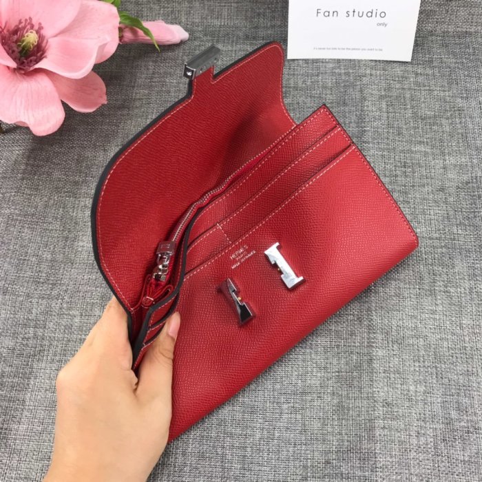Hermes Womens Mens Wallets Purse Card Holder Leather Long Design Coin Bag with Original Box