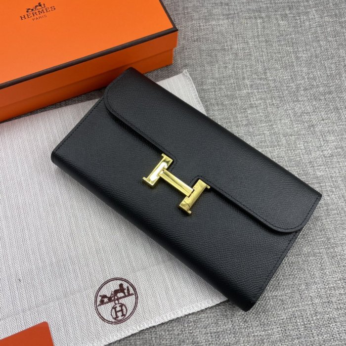 Hermes Womens Mens Wallets Purse Constance Clutch Leather Design Coin Bag with Original Box