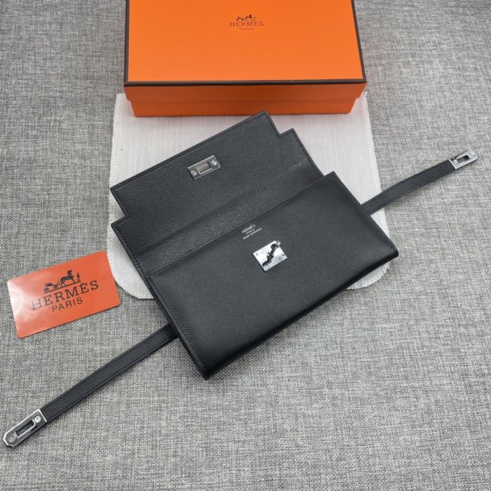 Hermes Womens Mens Wallets Purse Kelly Bag Clutch Leather Design Coin Bag with Original Box