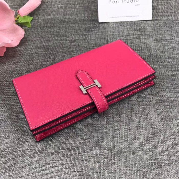 Hermes Womens Mens Wallets Purse Bearn Clutch Leather Design Coin Bag with Original Box