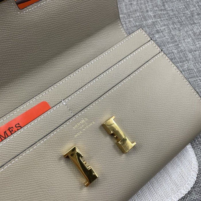 Hermes Womens Mens Wallets Purse Constance Clutch Leather Design Coin Bag with Original Box