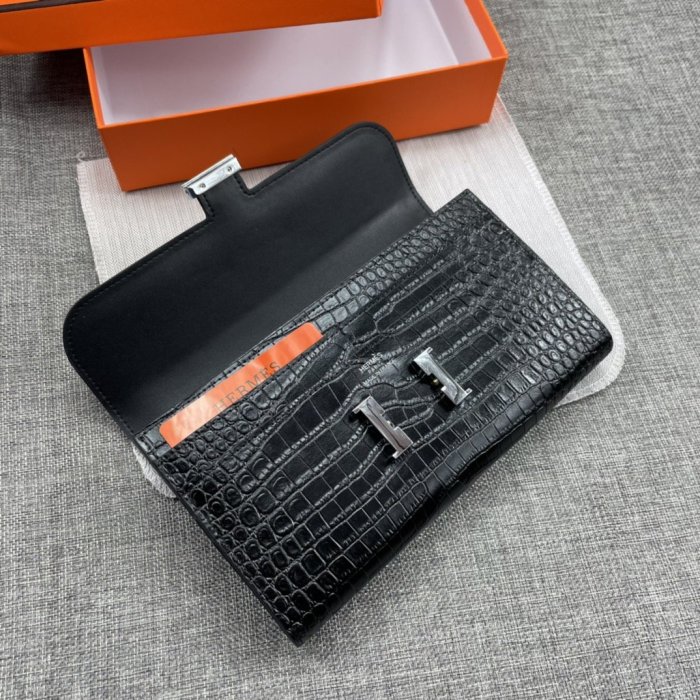 Hermes Womens Mens Wallets Purse Constance Clutch Leather Design Coin Bag with Original Box