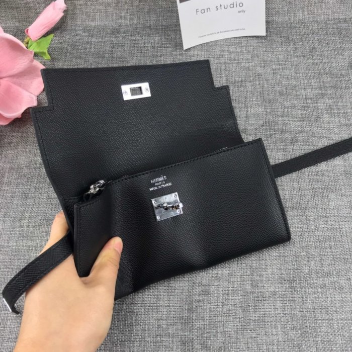 Hermes Womens Mens Wallets Purse Kelly Bag Clutch Leather Design Coin Bag with Original Box