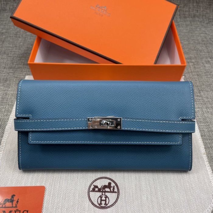 Hermes Womens Mens Wallets Purse Kelly Bag Clutch Leather Design Coin Bag with Original Box