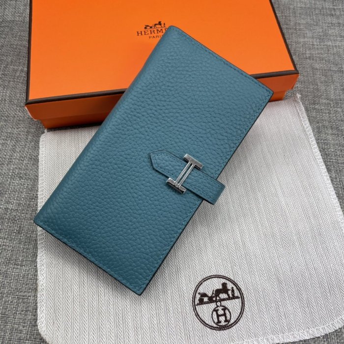 Hermes Womens Mens Wallets Purse Long Clutch Leather Design Coin Bag with Original Box