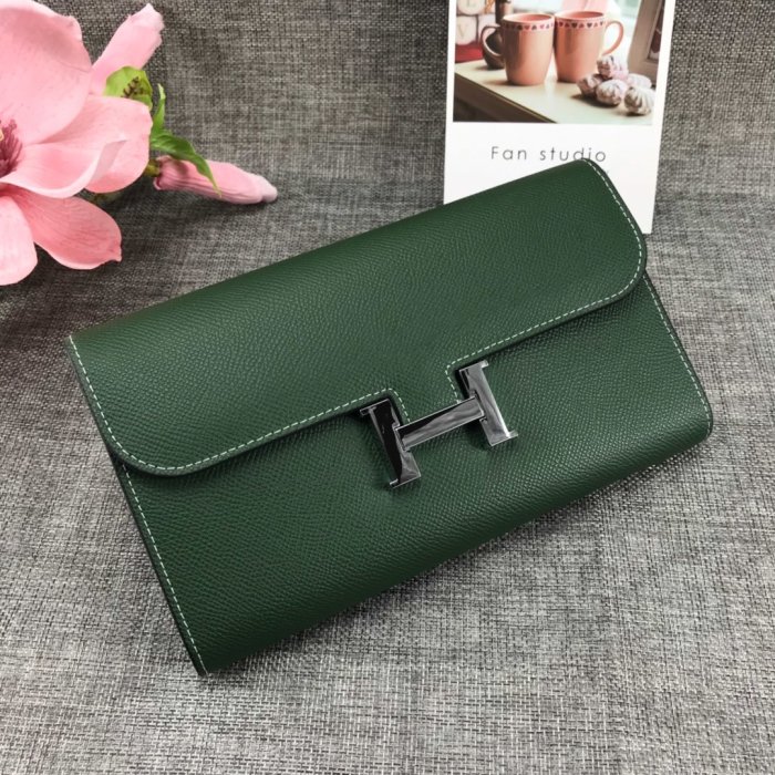 Hermes Womens Mens Wallets Purse Card Holder Leather Long Design Coin Bag with Original Box