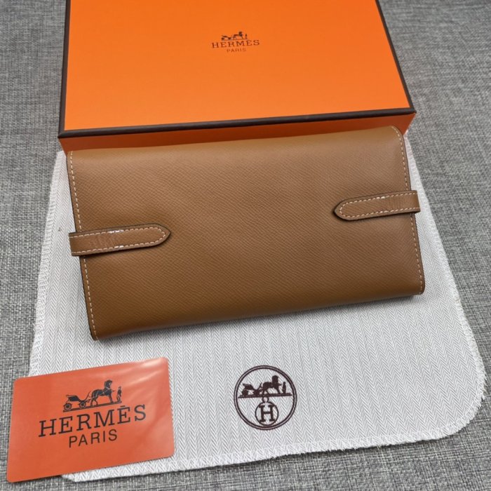 Hermes Womens Mens Wallets Purse Kelly Bag Clutch Leather Design Coin Bag with Original Box