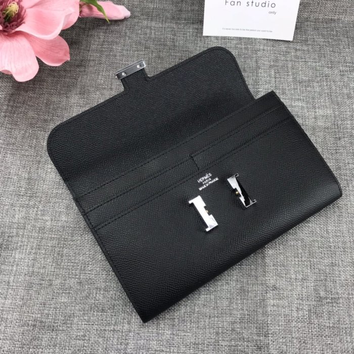 Hermes Womens Mens Wallets Purse Card Holder Leather Long Design Coin Bag with Original Box