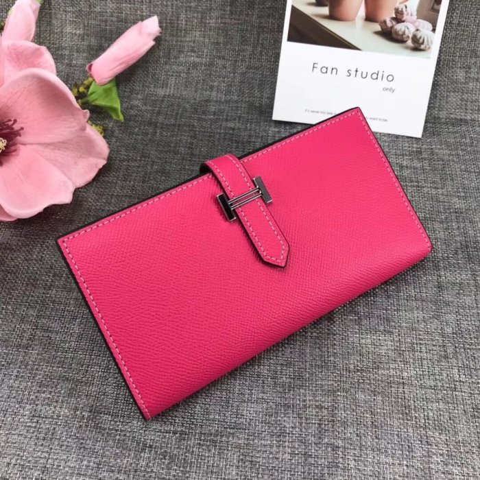 Hermes Womens Mens Wallets Purse Bearn Clutch Leather Design Coin Bag with Original Box