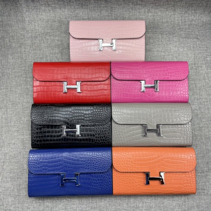 Hermes Womens Mens Wallets Purse Constance Clutch Leather Design Coin Bag with Original Box