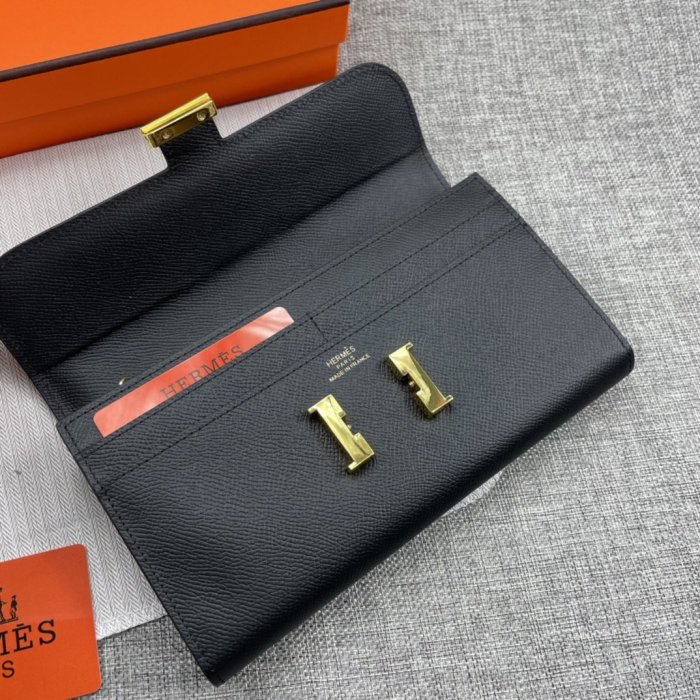 Hermes Womens Mens Wallets Purse Constance Clutch Leather Design Coin Bag with Original Box