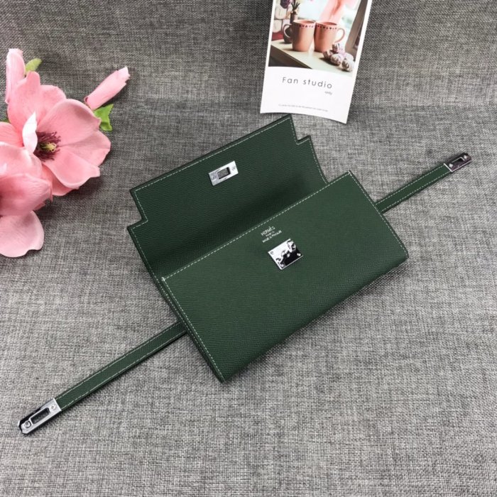 Hermes Womens Mens Wallets Purse Kelly Bag Clutch Leather Design Coin Bag with Original Box