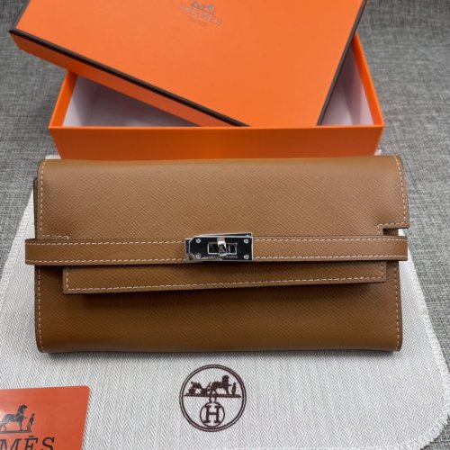 Hermes Womens Mens Wallets Purse Kelly Bag Clutch Leather Design Coin Bag with Original Box