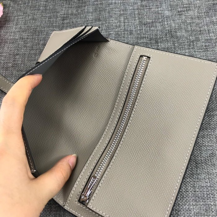 Hermes Womens Mens Wallets Purse Bearn Clutch Leather Design Coin Bag with Original Box