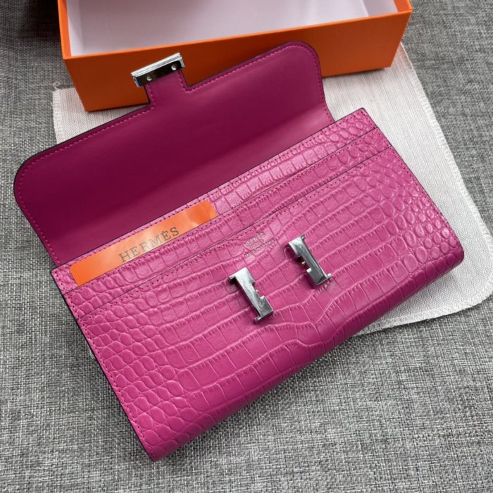 Hermes Womens Mens Wallets Purse Constance Clutch Leather Design Coin Bag with Original Box