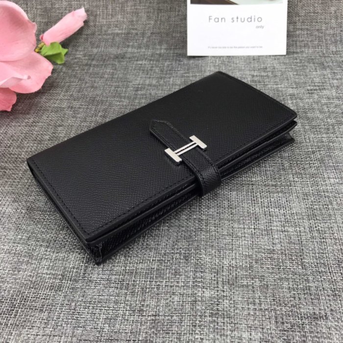Hermes Womens Mens Wallets Purse Bearn Clutch Leather Design Coin Bag with Original Box