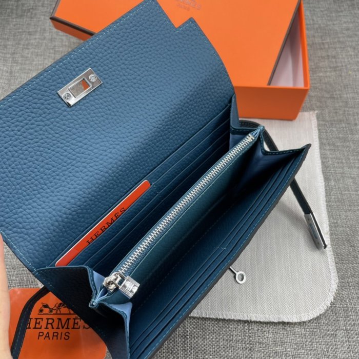 Hermes Womens Mens Wallets Purse Kelly Bag Clutch Leather Design Coin Bag with Original Box