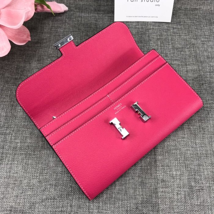 Hermes Womens Mens Wallets Purse Card Holder Leather Long Design Coin Bag with Original Box