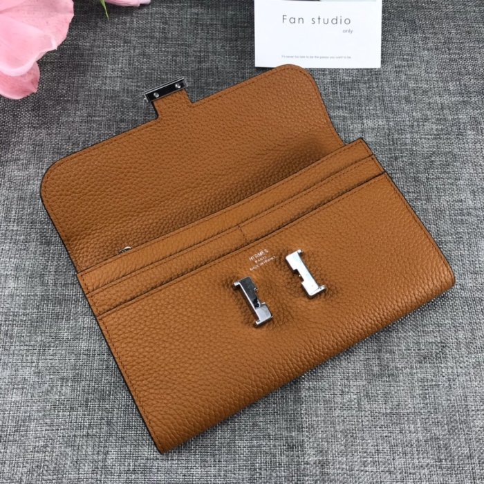 Hermes Womens Mens Wallets Purse Card Holder Leather Long Design Coin Bag with Original Box