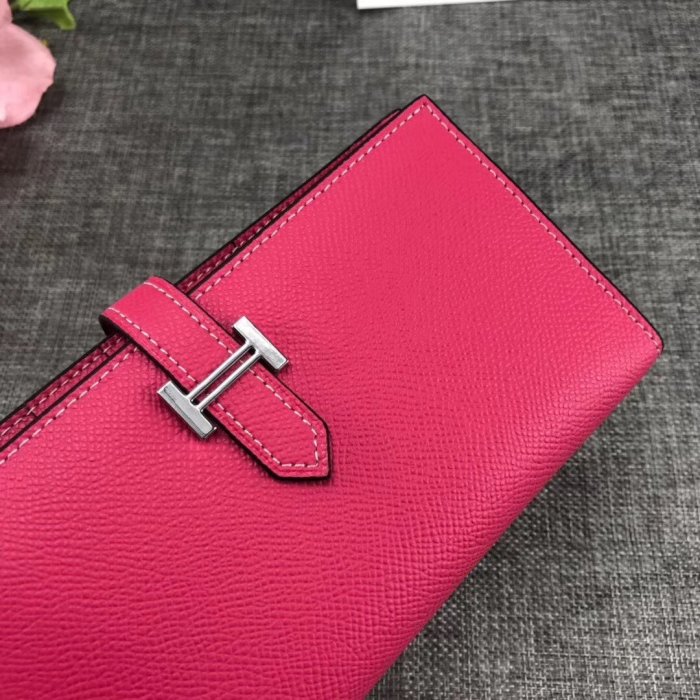 Hermes Womens Mens Wallets Purse Bearn Clutch Leather Design Coin Bag with Original Box