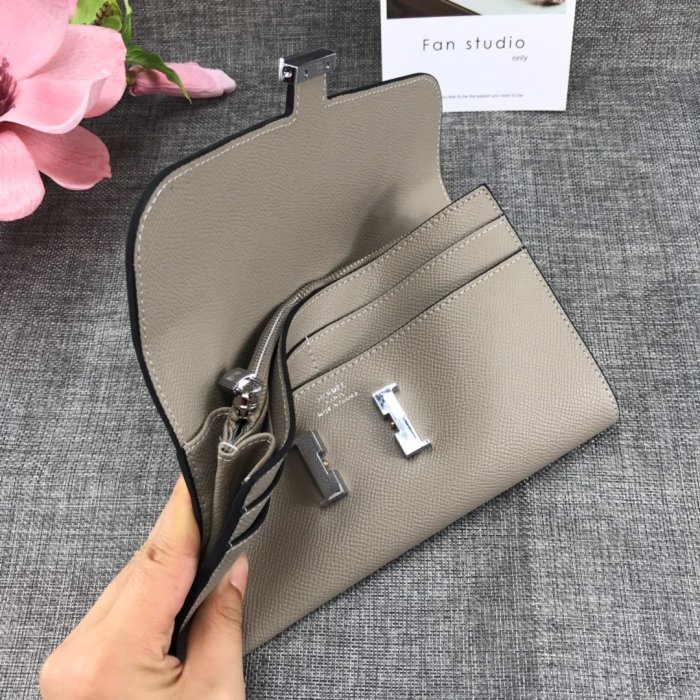 Hermes Womens Mens Wallets Purse Card Holder Leather Long Design Coin Bag with Original Box