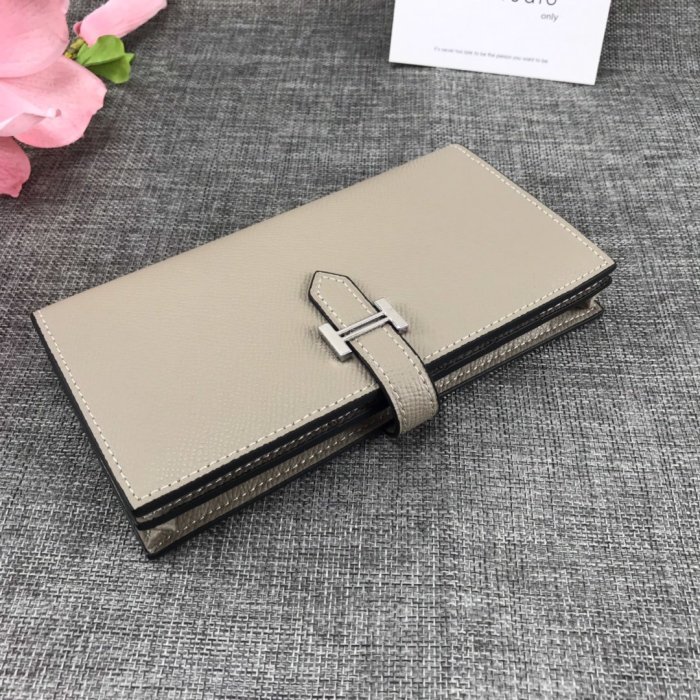 Hermes Womens Mens Wallets Purse Bearn Clutch Leather Design Coin Bag with Original Box