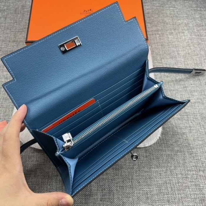 Hermes Womens Mens Wallets Purse Kelly Bag Clutch Leather Design Coin Bag with Original Box