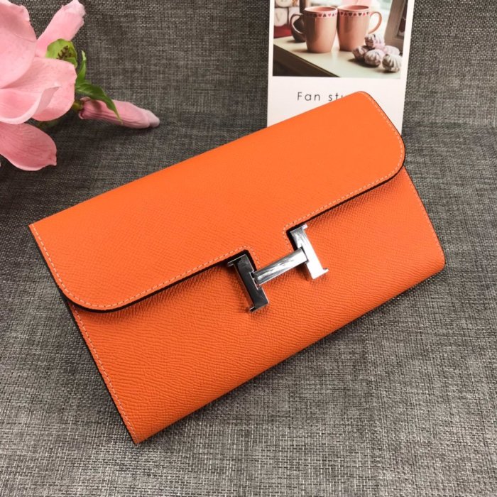 Hermes Womens Mens Wallets Purse Card Holder Leather Long Design Coin Bag with Original Box