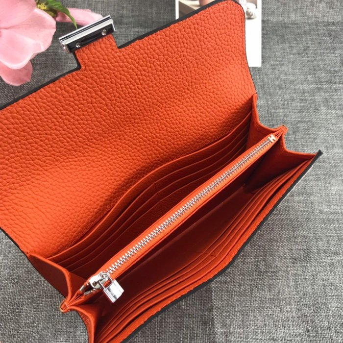 Hermes Womens Mens Wallets Purse Card Holder Leather Long Design Coin Bag with Original Box
