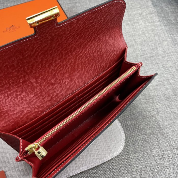 Hermes Womens Mens Wallets Purse Constance Clutch Leather Design Coin Bag with Original Box