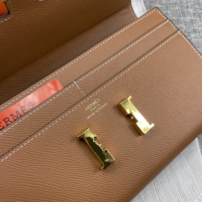 Hermes Womens Mens Wallets Purse Constance Clutch Leather Design Coin Bag with Original Box