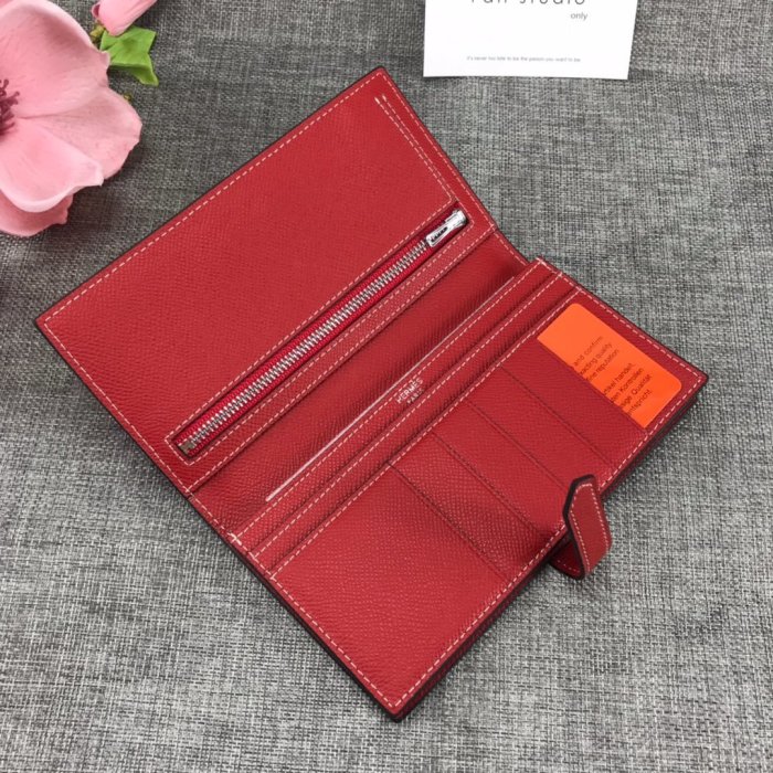 Hermes Womens Mens Wallets Purse Bearn Clutch Leather Design Coin Bag with Original Box