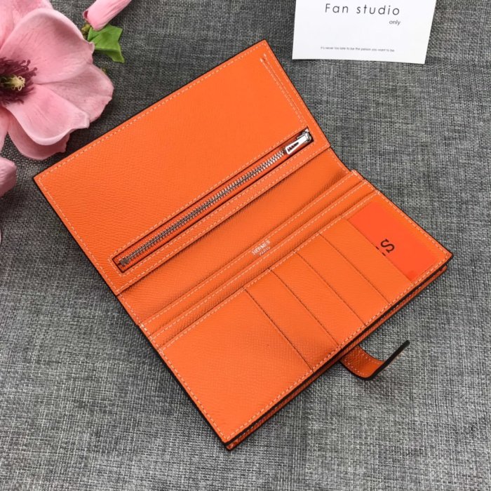 Hermes Womens Mens Wallets Purse Bearn Clutch Leather Design Coin Bag with Original Box