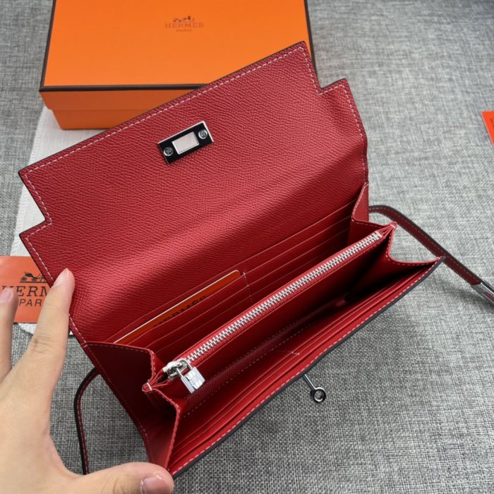 Hermes Womens Mens Wallets Purse Kelly Bag Clutch Leather Design Coin Bag with Original Box