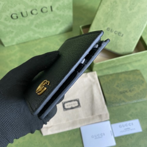 Gucci Men Womens Purses Wallets Luxury Brand Black Leather GG Marmont leather bi-fold wallet with Original Box 428726 DJ20T 1000